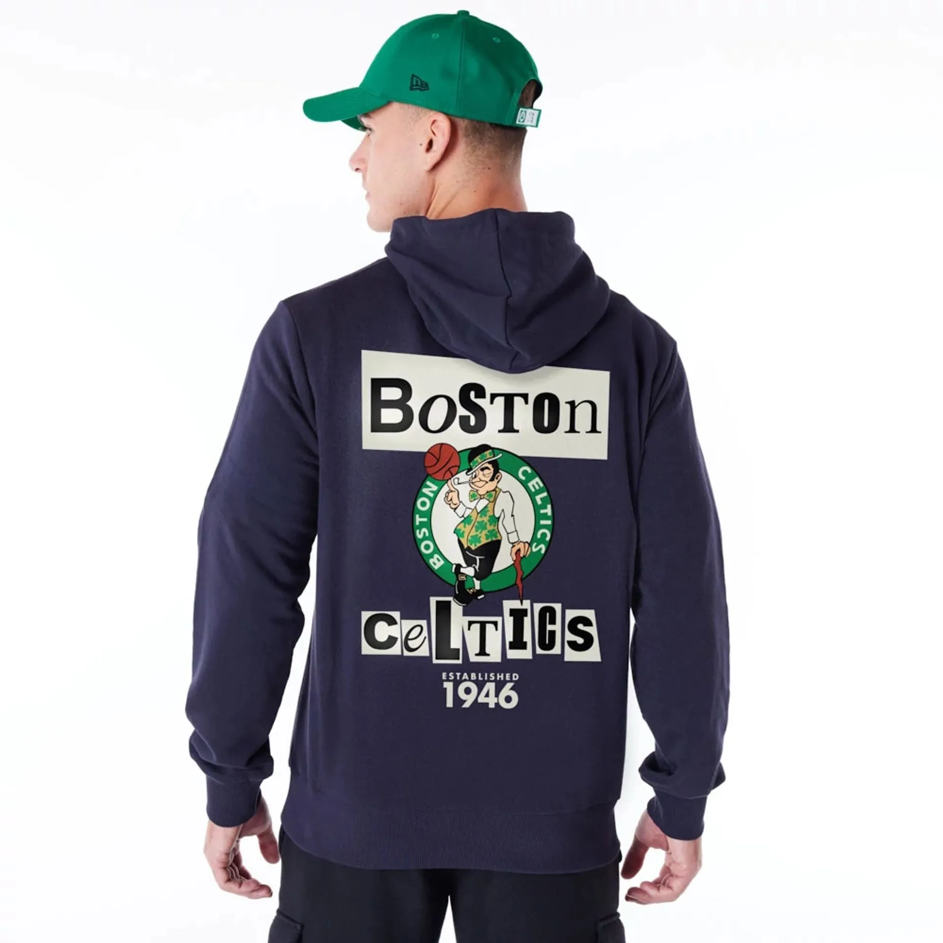 Boston Celtics Newspaper Graphic Navy Pullover Hoodie