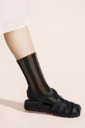 Buren Wool Sporty Crew Socks - Olive