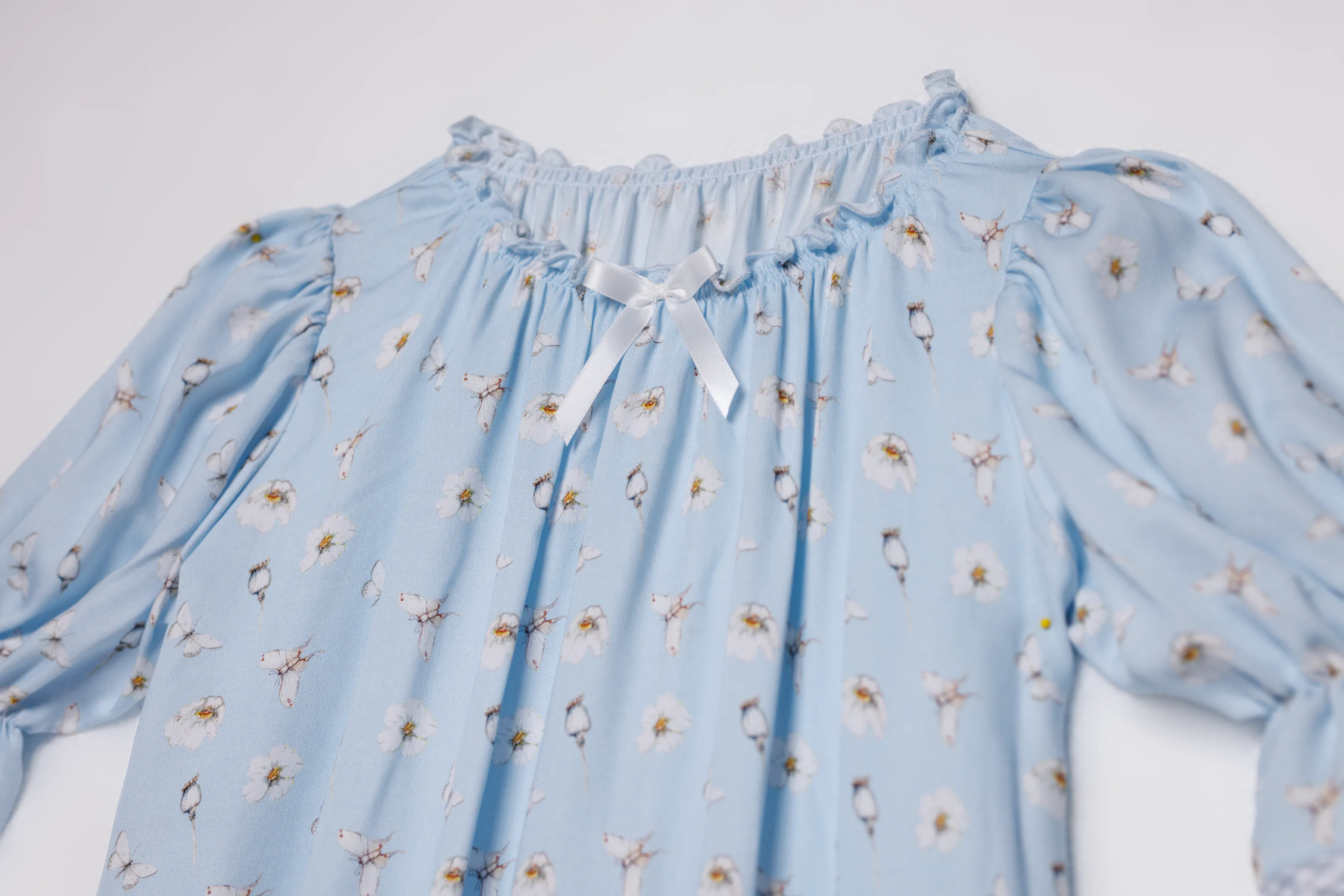 CAMILLE - GIRLS VISCOSE NIGHTDRESS BLUE BUTTERFLIES
