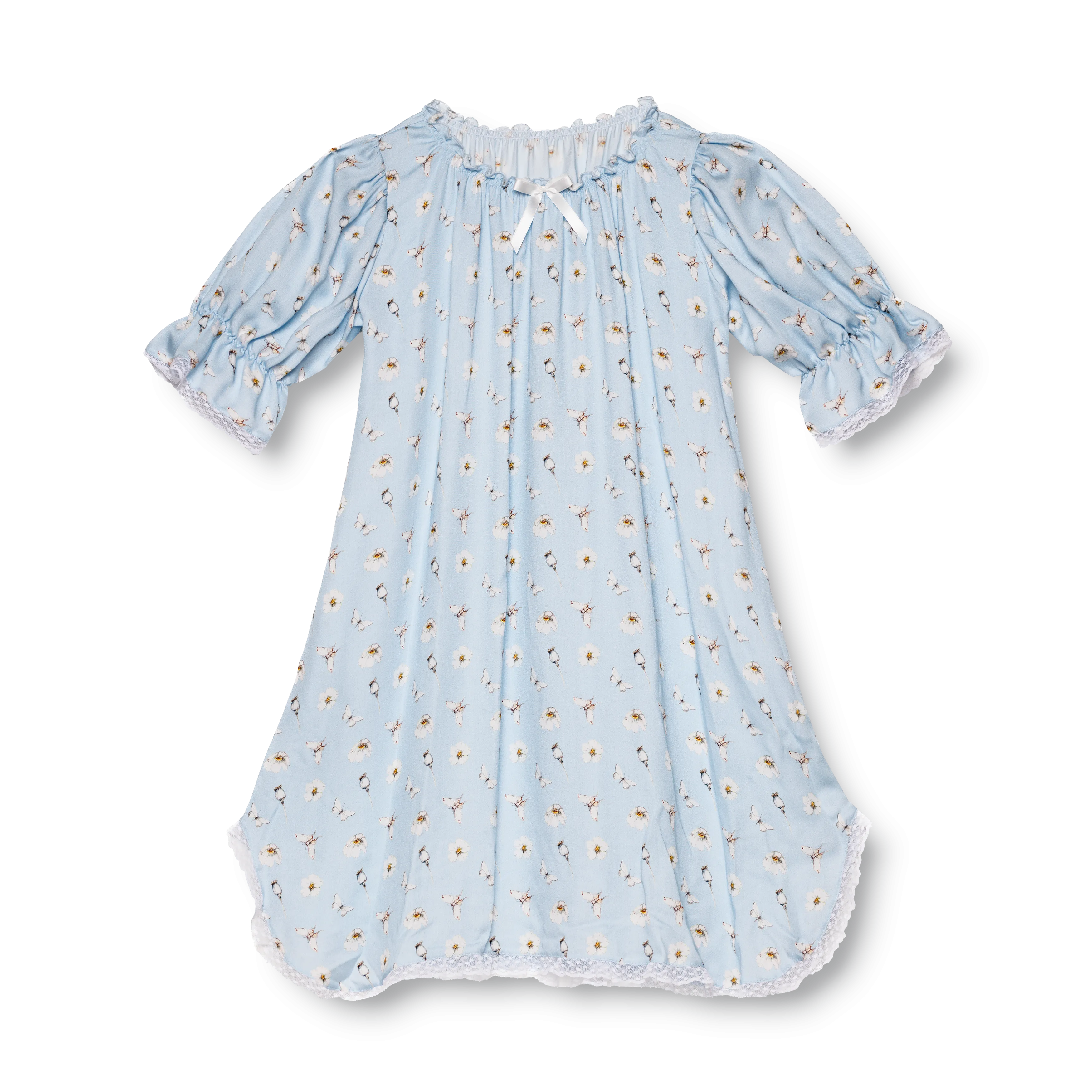 CAMILLE - GIRLS VISCOSE NIGHTDRESS BLUE BUTTERFLIES