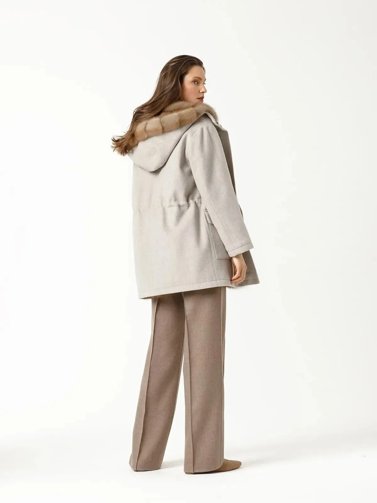 Cashmere parka with cozy marten fur