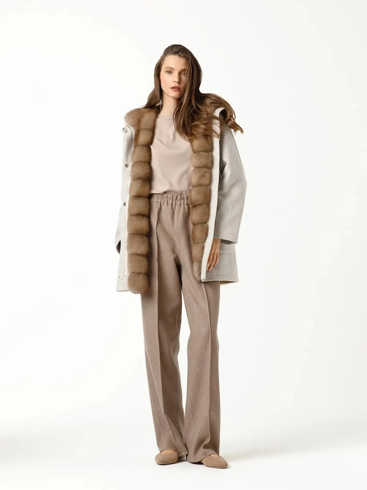 Cashmere parka with cozy marten fur