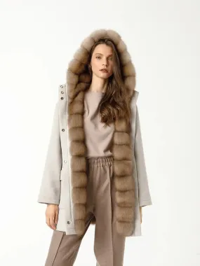 Cashmere parka with cozy marten fur