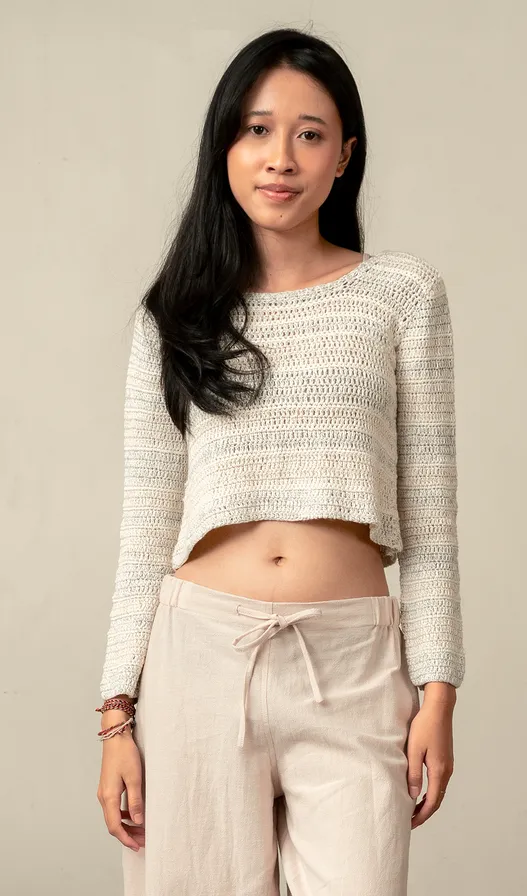 Cashmere Rayon Short Pullover Cream