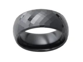 Ceramic 8mm Black Faceted Mens Wedding Band Ceramic 8mm Black Faceted Mens Wedding Band