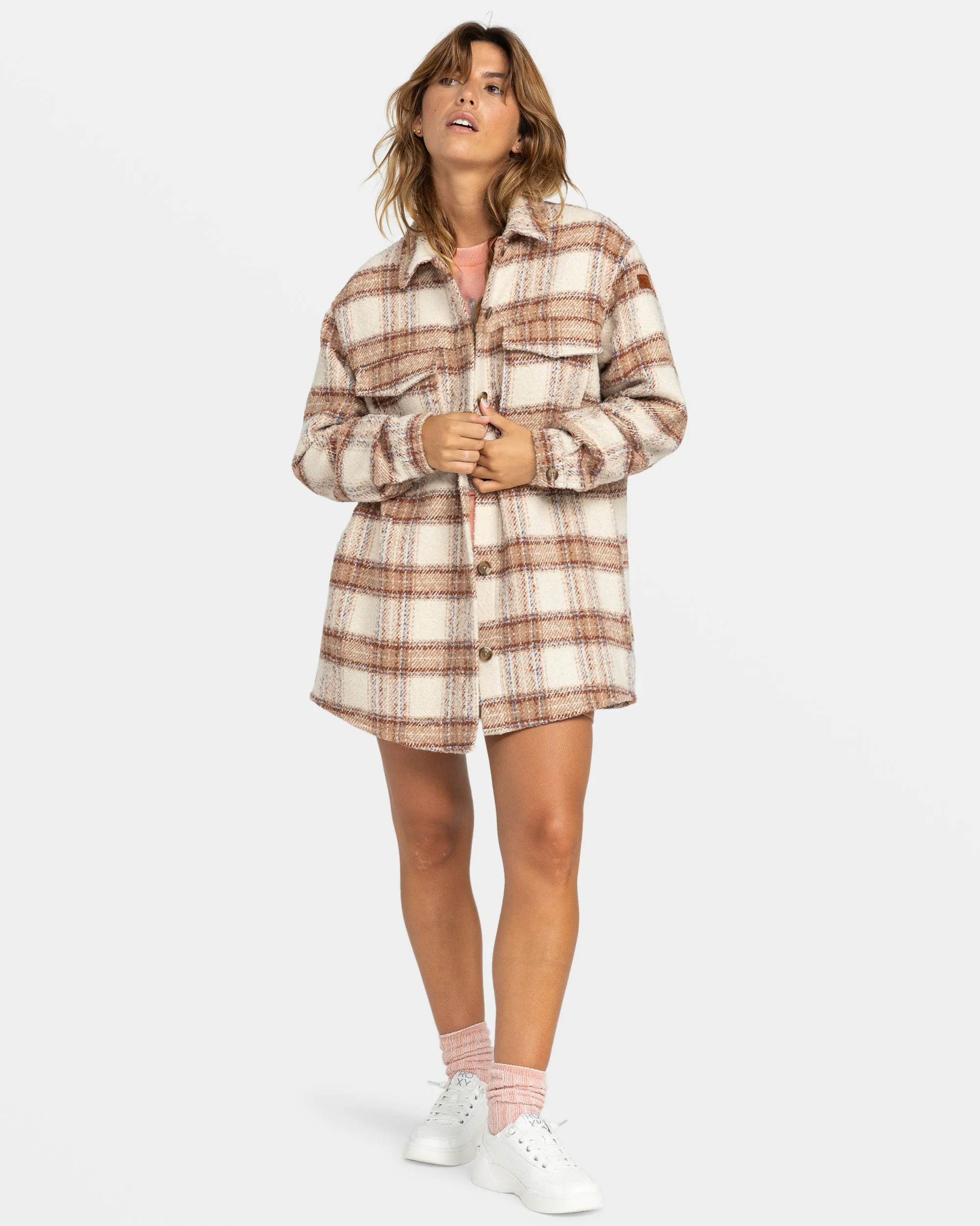 Check The Swell IIII Shacket - Parchement Paradise Plaid