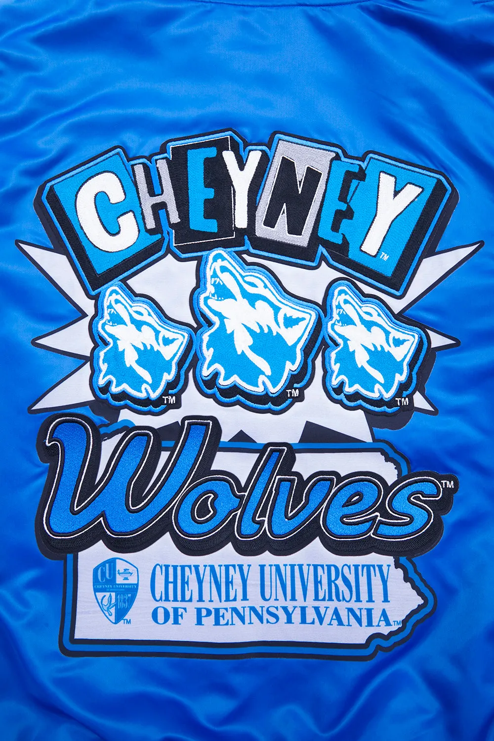 CHEYNEY UNIVERSITY OF PENNSYLVANIA HOMECOMING MEN'S RIB SATIN JACK (ROYAL BLUE)