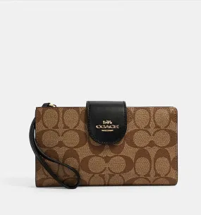 Coach Tech Phone Wallet In Color block Signature Canvas Coach Tech Phone Wallet In Color block Signature Canvas
