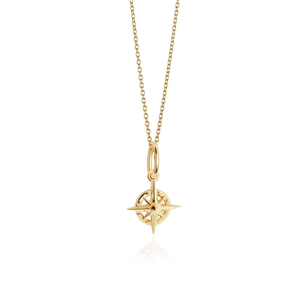 Compass Charm, Solid Gold Mini