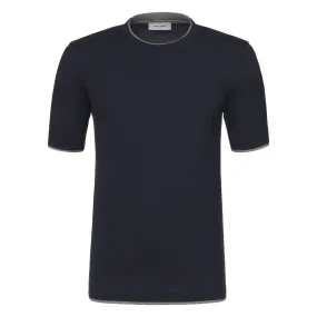 Cotton Crew-Neck T-Shirt in Dark Blue Cotton Crew-Neck T-Shirt in Dark Blue