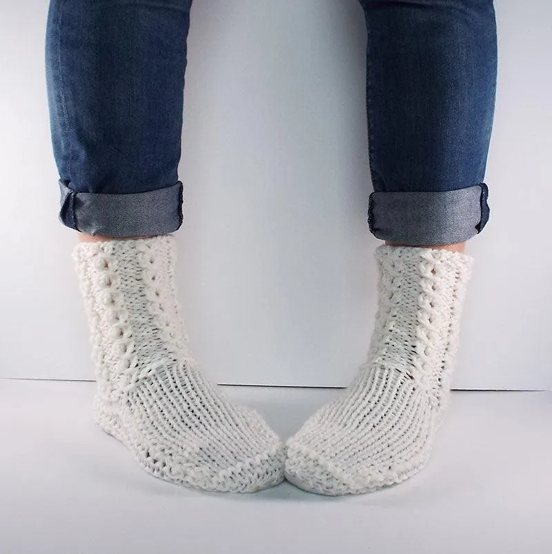 Cream NZ Sheepskin and Wool Slipper Socks