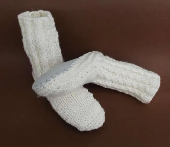 Cream NZ Sheepskin and Wool Slipper Socks