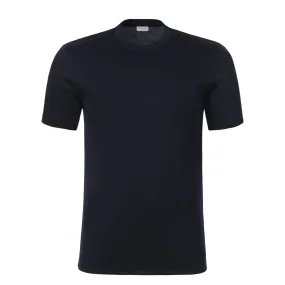 Crew-Neck Cotton T-Shirt in Dark Blue