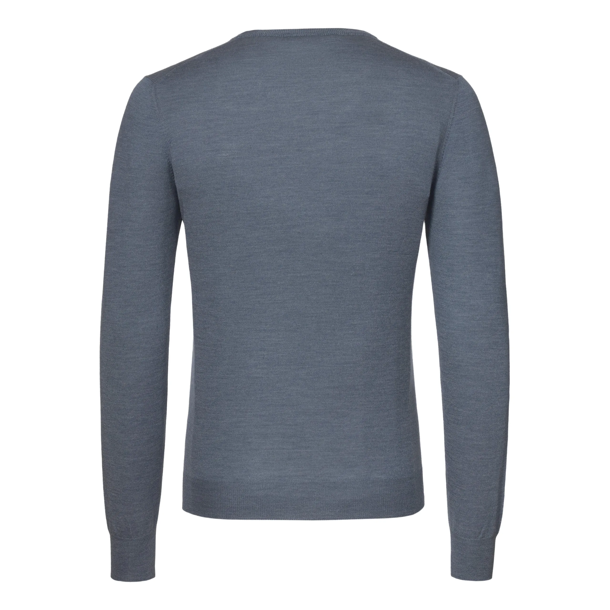Crew-Neck Wool-Silk Blend Pullover in Steel Blue