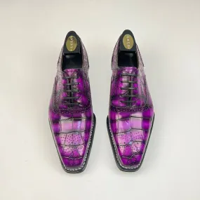 Crocodile Leather Norwegian Sewn Goodyear Fiddleback Sole  Lace Up Dress Shoes Vintage Mauve Crocodile Leather Norwegian Sewn Goodyear Fiddleback Sole  Lace Up Dress Shoes Vintage Mauve