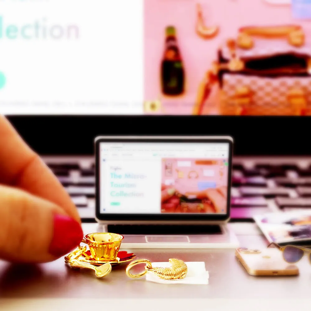 Croissant Charm, Paris, France, Solid Gold Mini