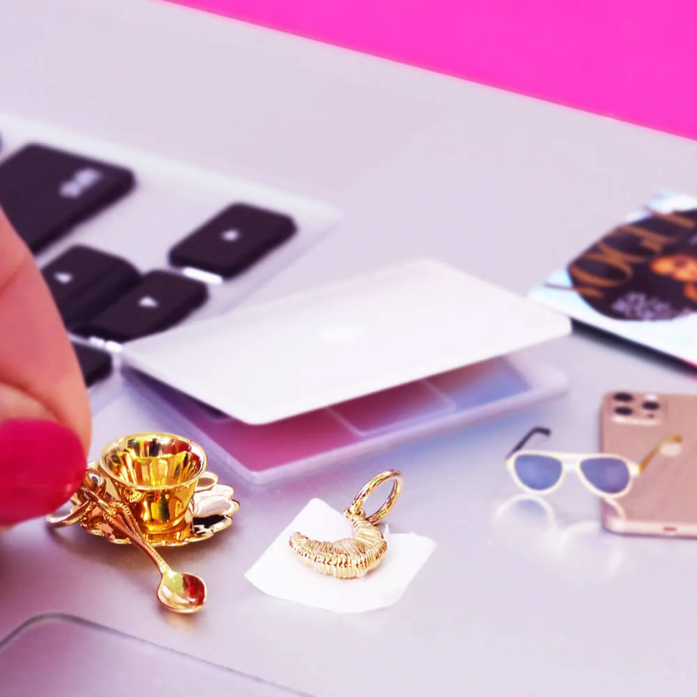 Croissant Charm, Paris, France, Solid Gold Mini