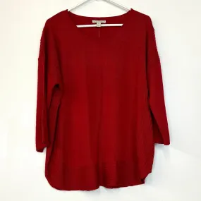 Dana Buchman Signature Womens Size XL Red Knit L/s Curved Hem Sweater NWT