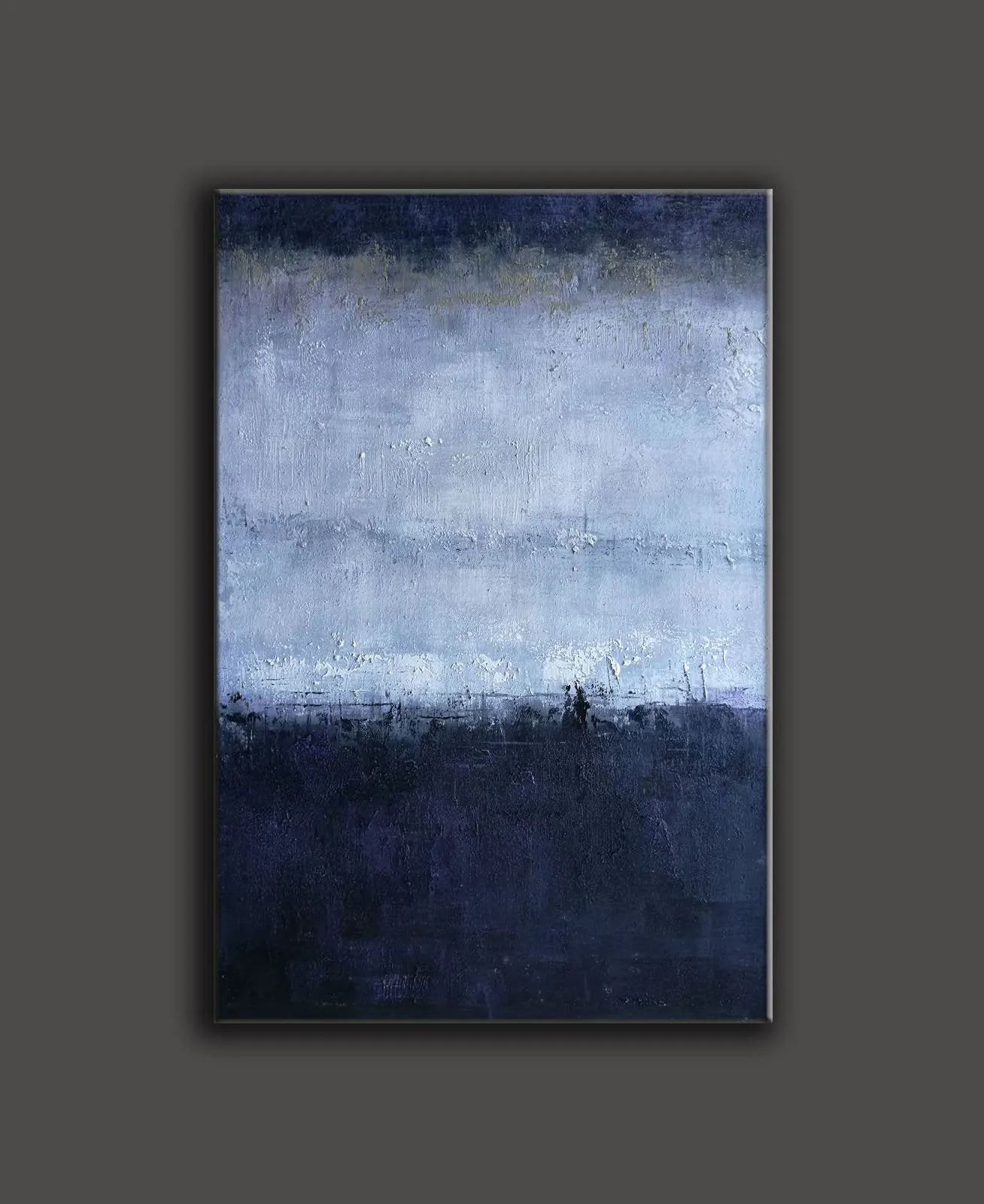 Deep Blue Gray Abstract Painting Oversized Contemporary Canvas Art Np018