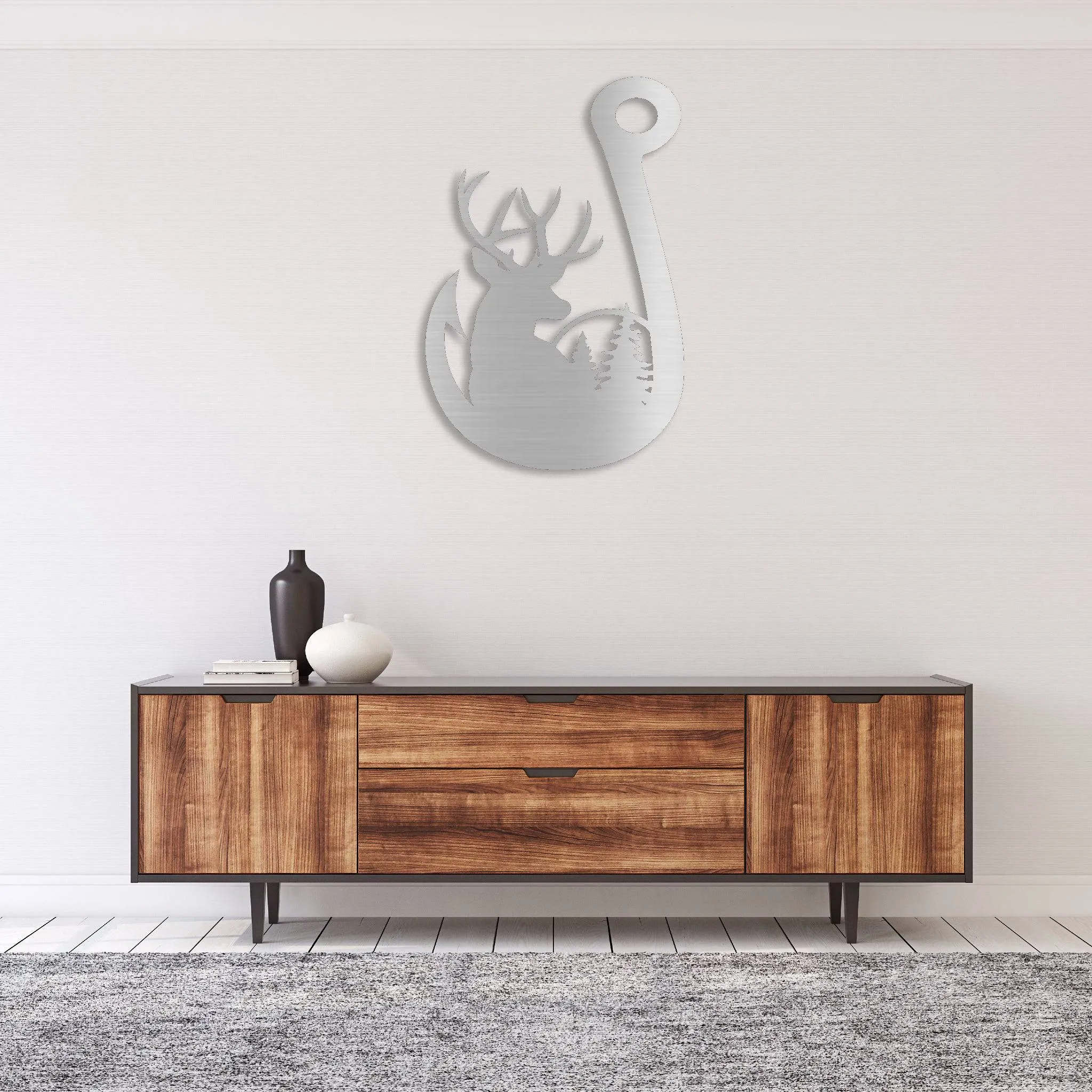 Deer Fishing Hook - Metal Wall Art