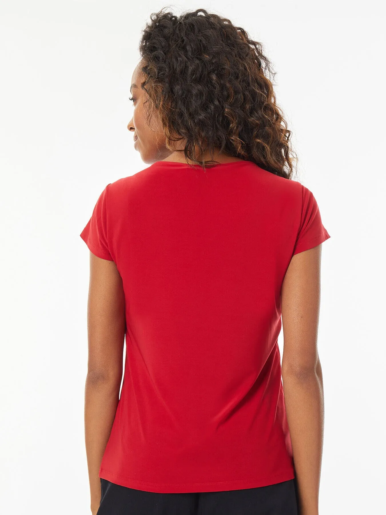 Draped Cowl Neck Jersey Knit Top