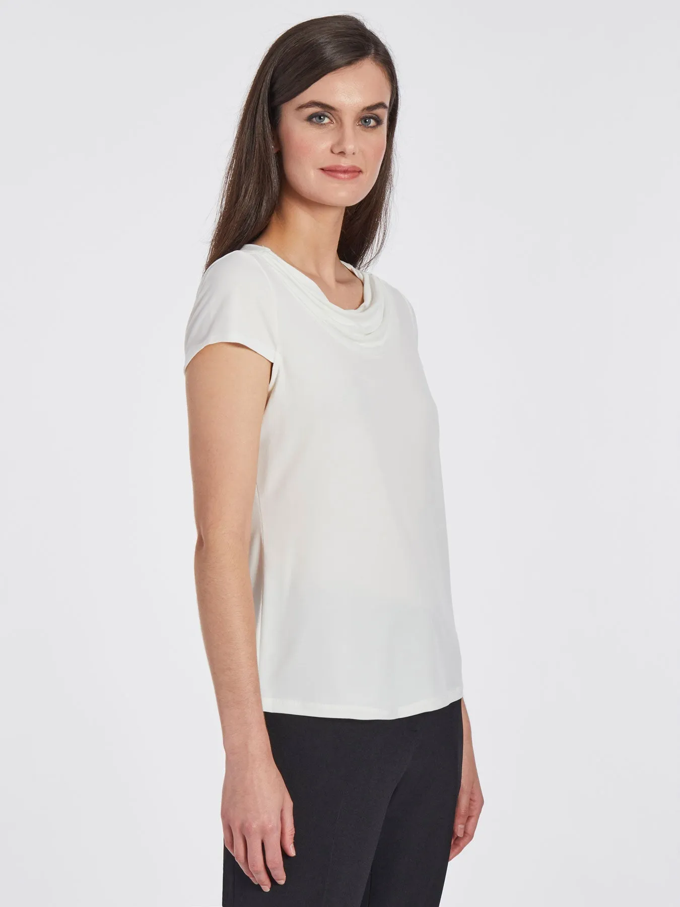 Draped Cowl Neck Knit Top