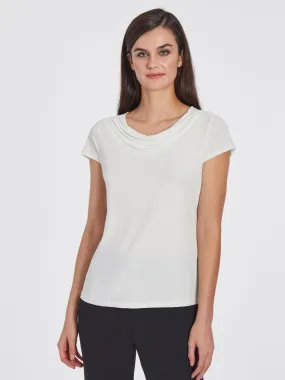 Draped Cowl Neck Knit Top