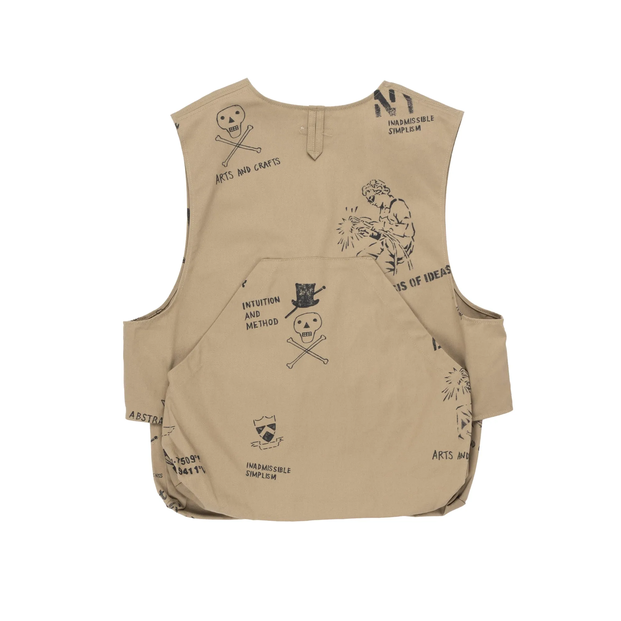 EG Fowl Vest Khaki Graffiti Print Flat Twill 24S1C002