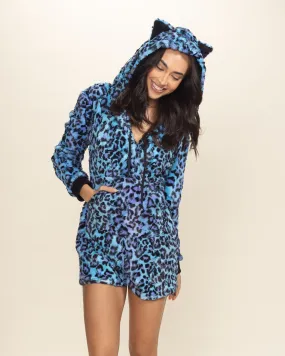 Electric Blue Lynx Classic Collector Edition Ultra Soft Faux Fur Romper | Women's Electric Blue Lynx Classic Collector Edition Ultra Soft Faux Fur Romper | Women's