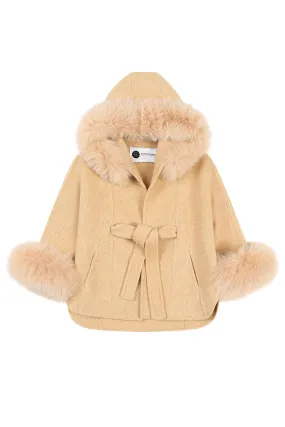 'Elodie' belted cashmere coat with hood  - Camel 'Elodie' belted cashmere coat with hood  - Camel
