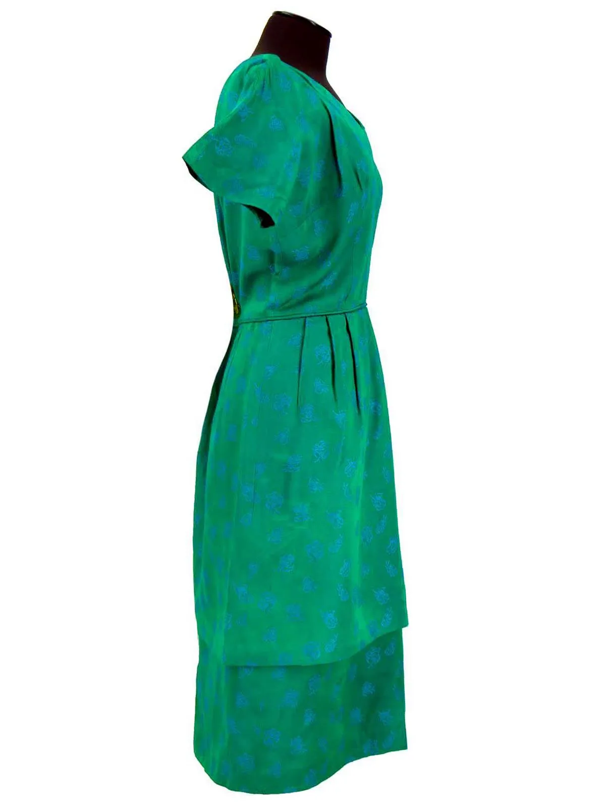 Emerald Green Double Skirt 1960s Dress