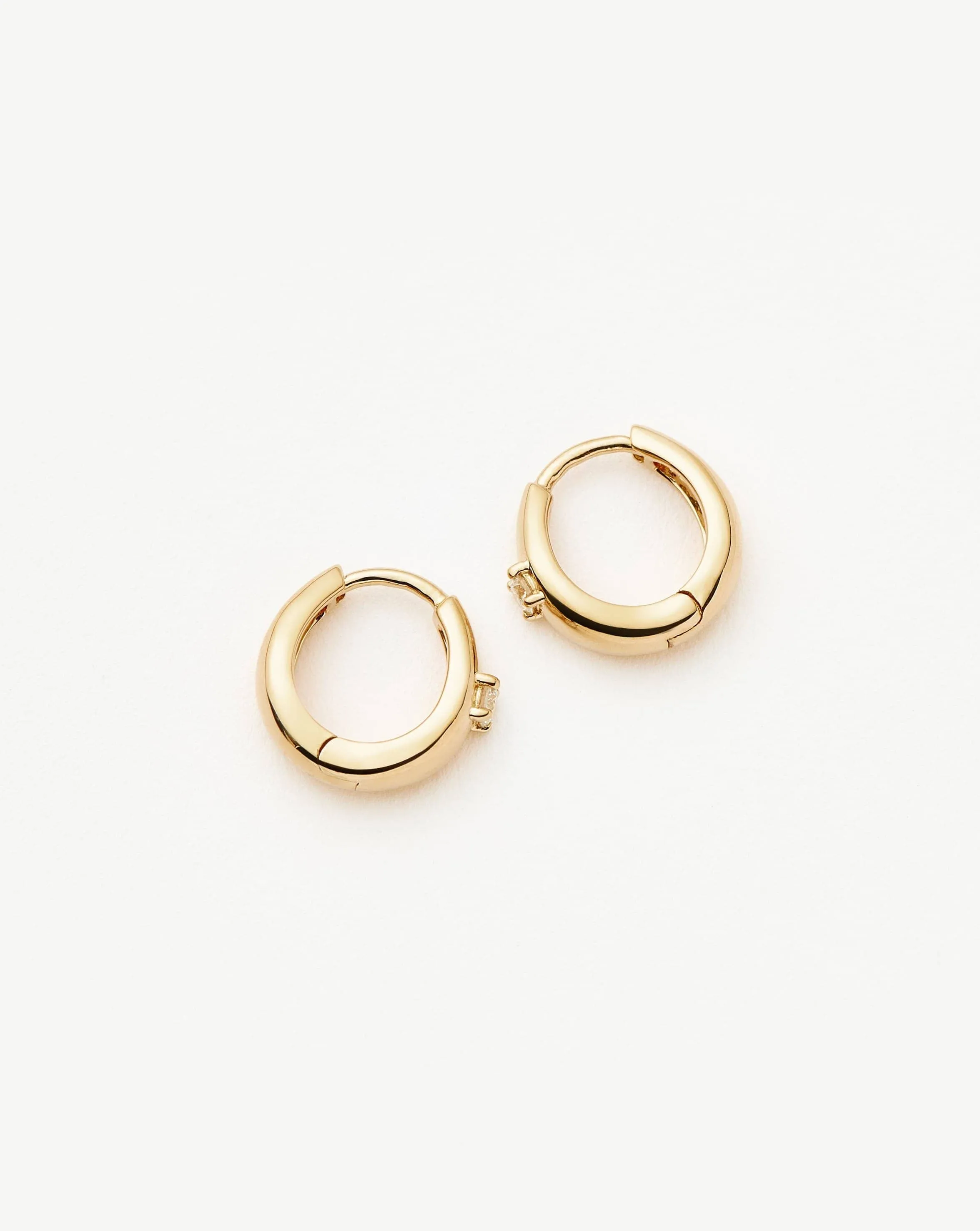 Fine Single Diamond Dome Huggies | 14k Solid Gold/Diamond