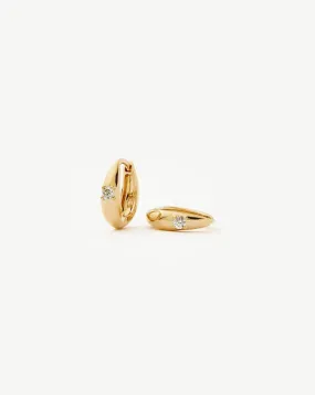 Fine Single Diamond Dome Huggies | 14k Solid Gold/Diamond