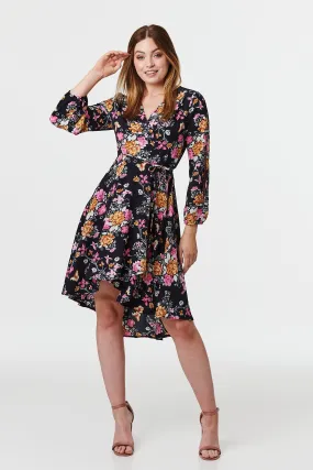 Floral Split Sleeve Wrap Dress Floral Split Sleeve Wrap Dress