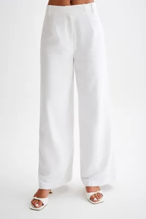 Franca Linen Wide Leg Pant - White Franca Linen Wide Leg Pant - White
