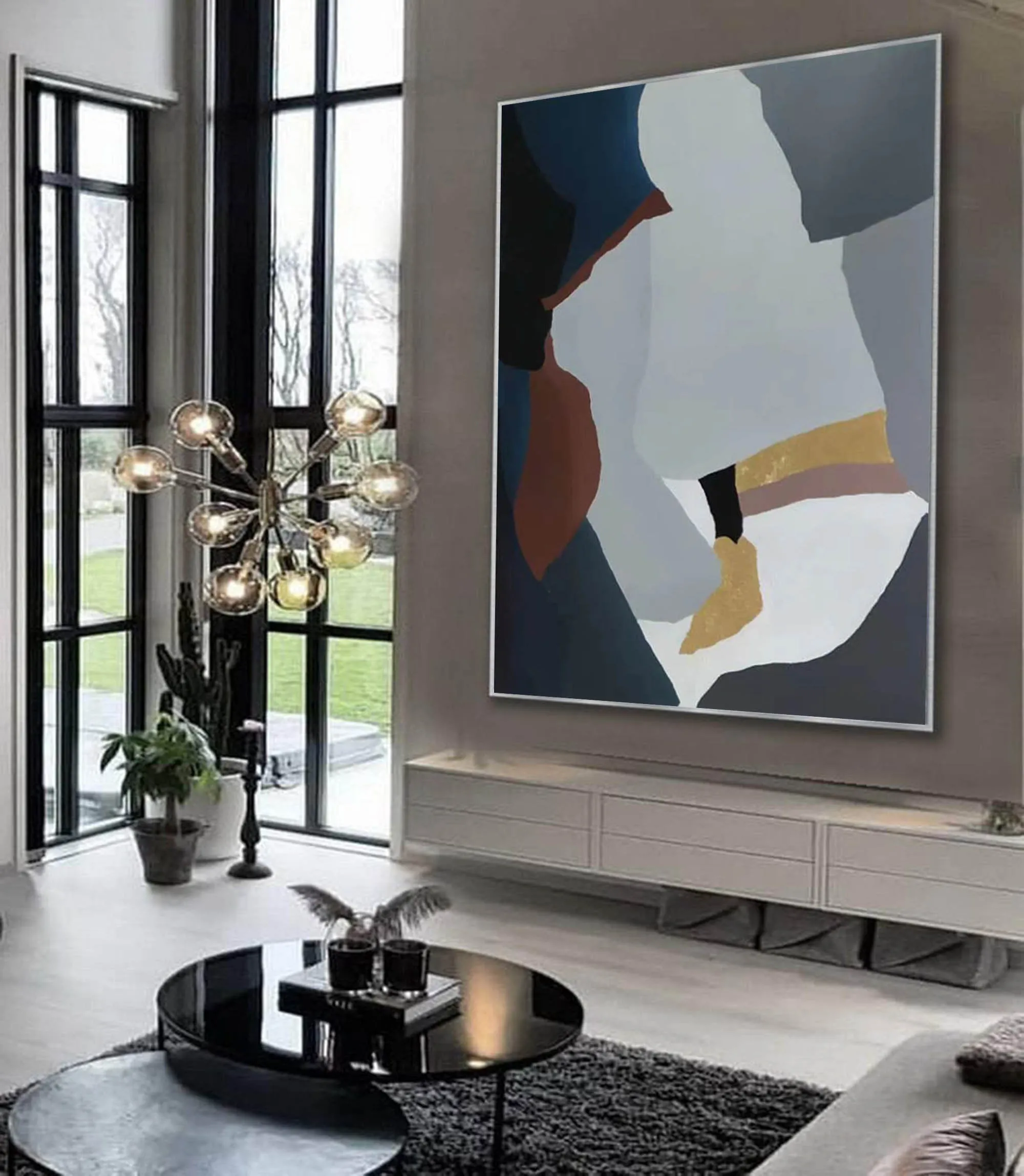 Geometric Wall Art Contemporary Abstract Oil Painting Yp021