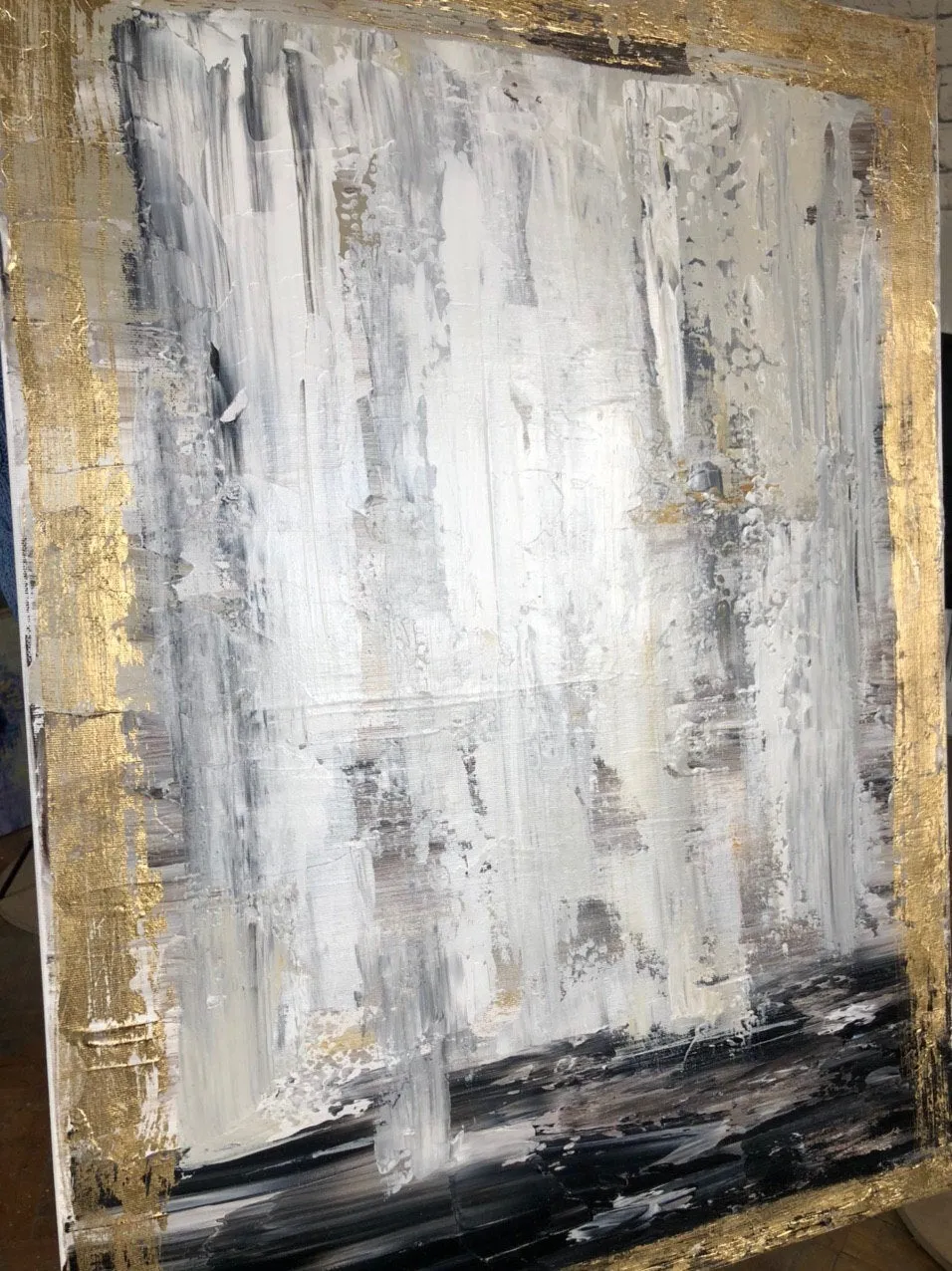 Gold Gray Painting Decor Golden Wall Art Oversized Paintings Kp040