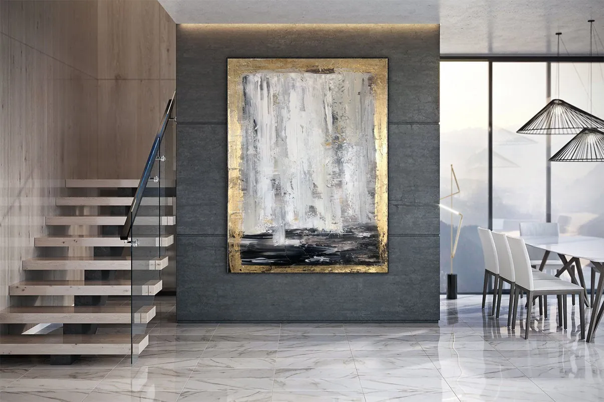 Gold Gray Painting Decor Golden Wall Art Oversized Paintings Kp040