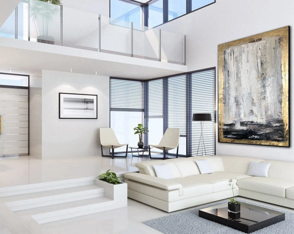 Gold Gray Painting Decor Golden Wall Art Oversized Paintings Kp040