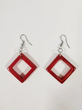 Green Age Romboret Red Tagua Earrings Green Age Romboret Red Tagua Earrings