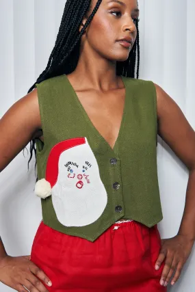 Green Linen Santa Vest Green Linen Santa Vest