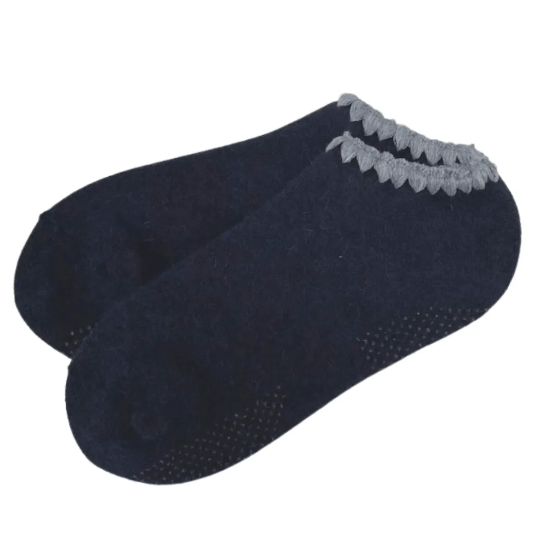 Handcrafted Slipper Socks | Silky Angora with Grips | Large