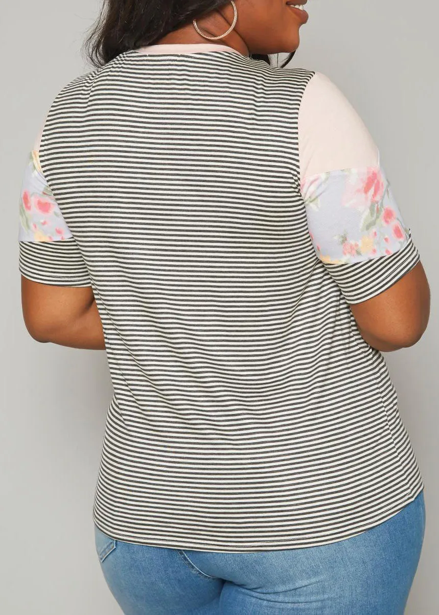 Hi Curvy Plus Size Women Multi Print Short Sleeve Shirts