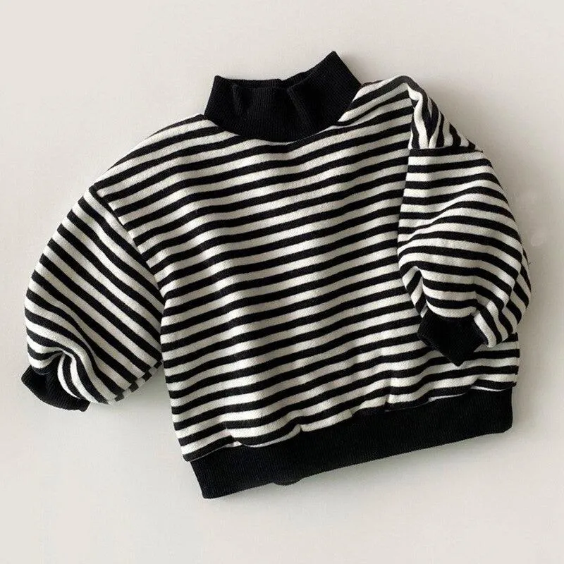 High Neck Striped Sweater