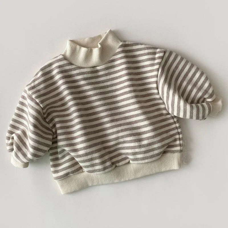 High Neck Striped Sweater