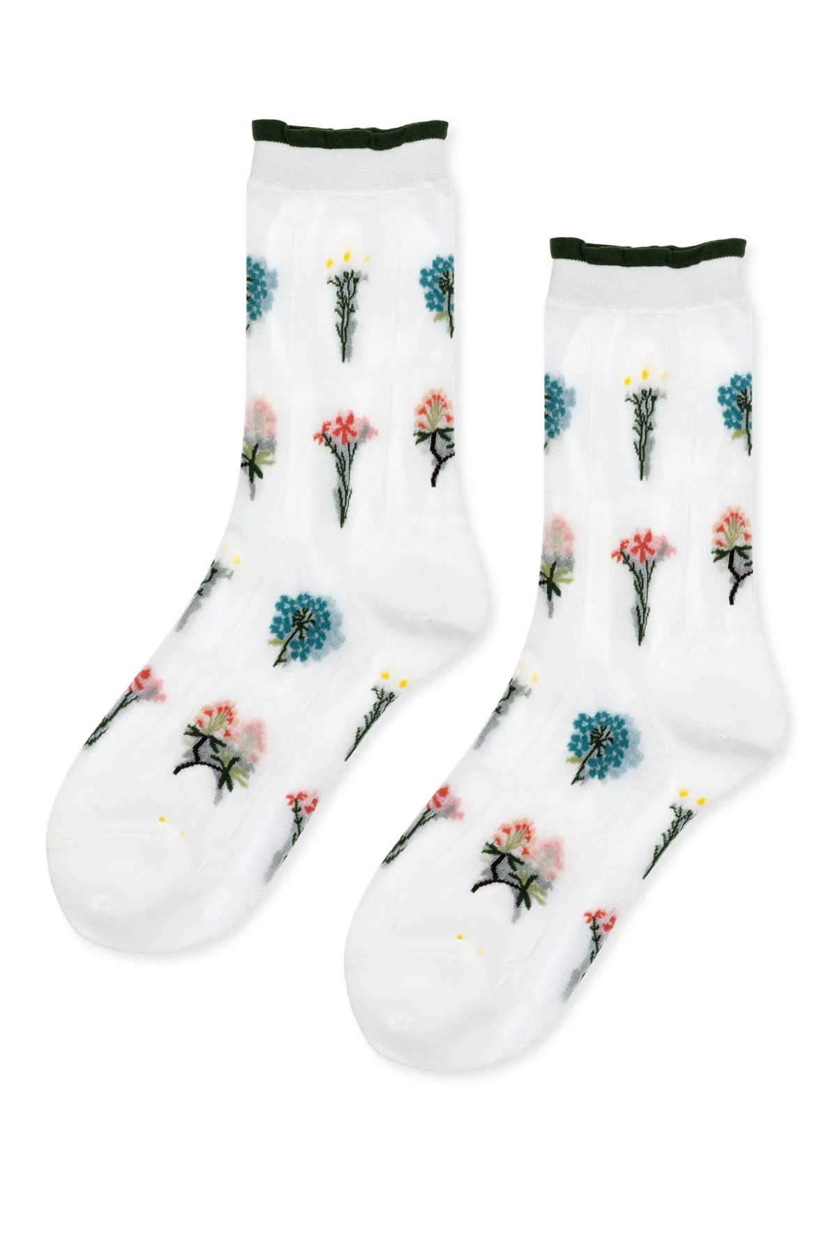Horticulture Sheer Crew Socks - white