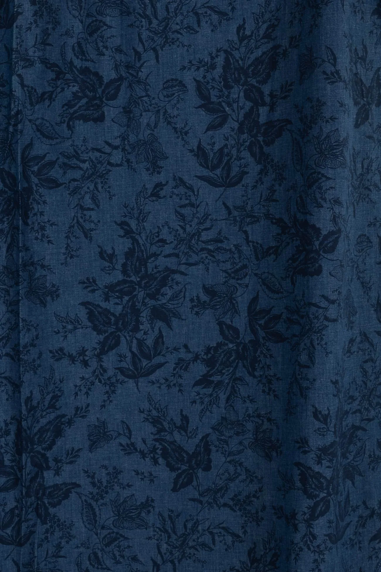Indigo Leaves Italian Stretch Cotton Woven