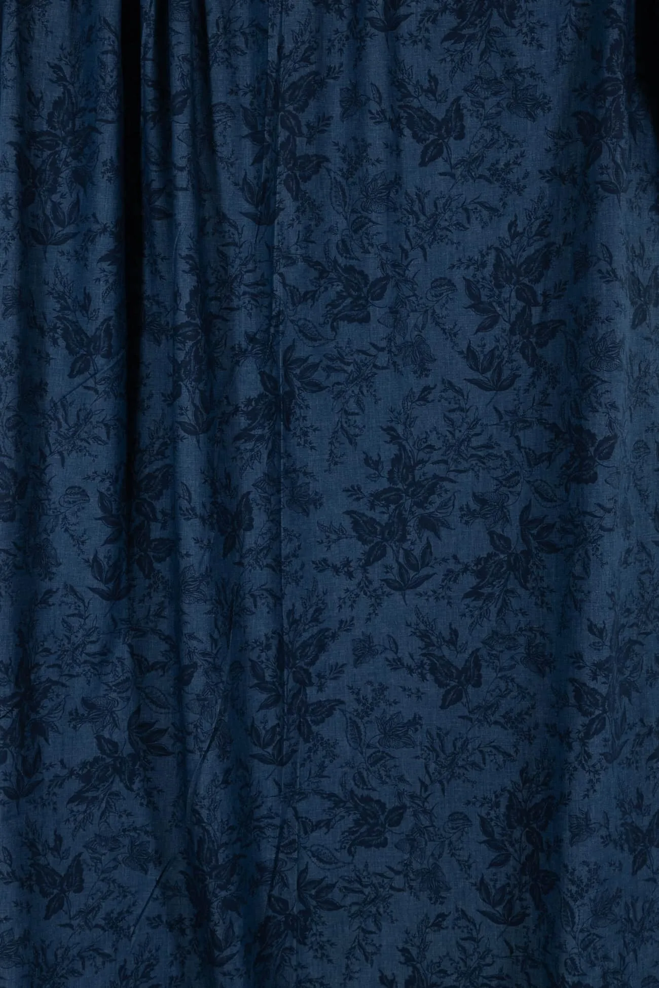 Indigo Leaves Italian Stretch Cotton Woven