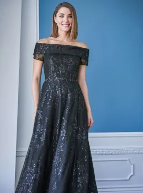 Jasmine 228056 Off The Shoulder Full Anita Sequin Gown Jasmine 228056 Off The Shoulder Full Anita Sequin Gown
