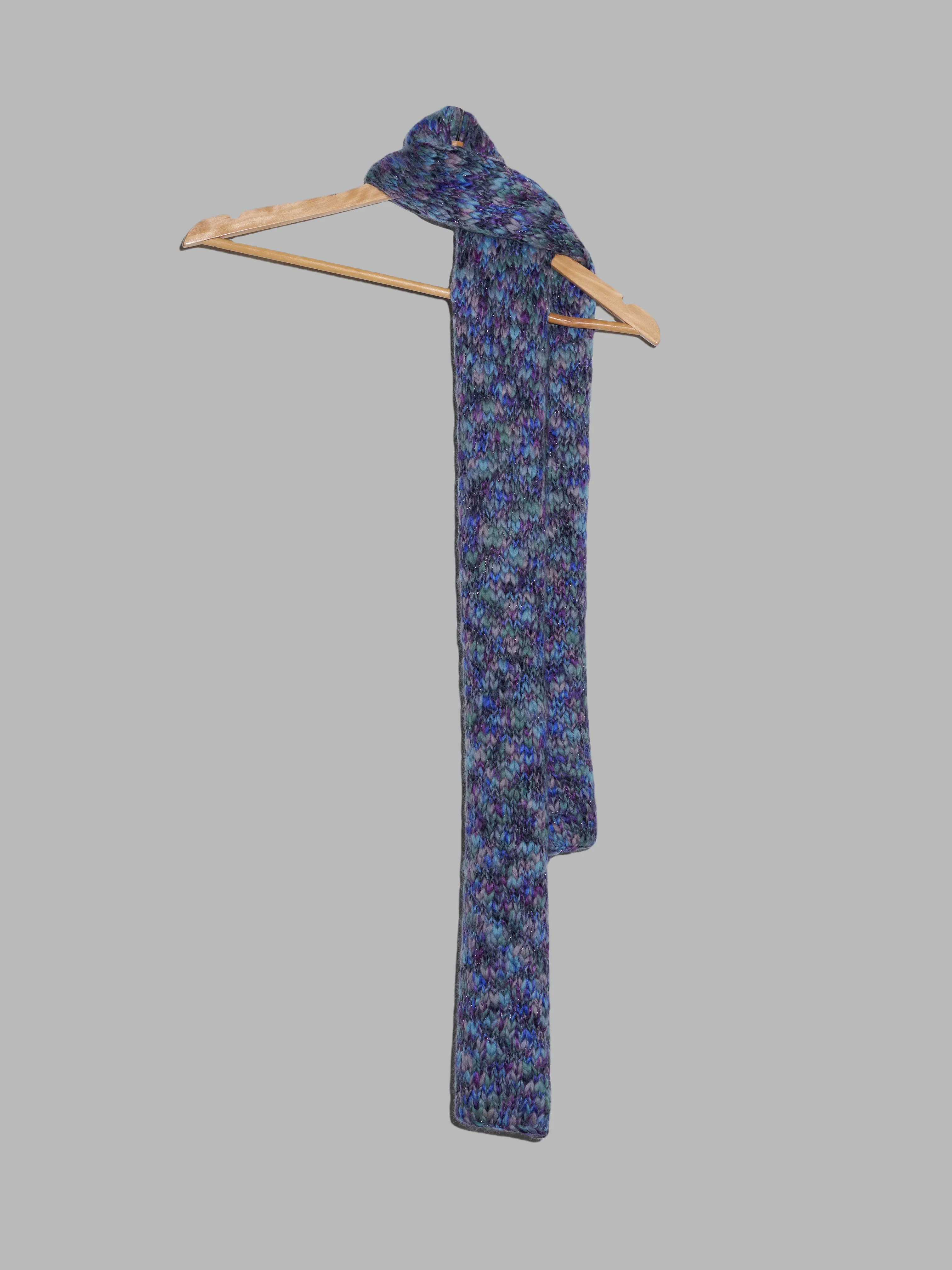 Jean Colonna purple blue grey knitted wool scarf